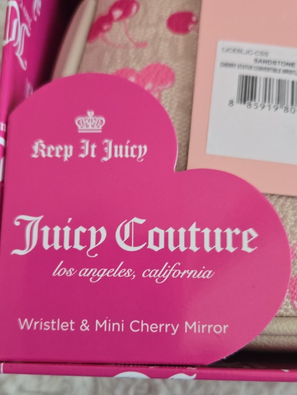 Juicy Couture Cream Crossbody with Pink Cherry Print and Gold Chain Strap - Picture 5 of 6